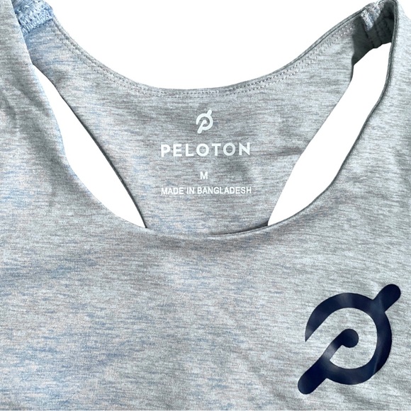 NEW Peloton Embrace Baby Blue Cutout Strappy Stretch Logo Sports Bra Size M - Picture 7 of 10
